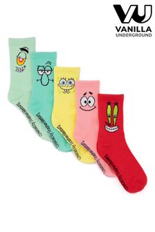 Vanilla Underground Yellow Adults Spongebob Squarepants Socks 5 Pack (AK7958) | ￥4,140