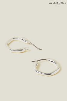 Accessorize Silver Tone Small Molten Hoop Earrings (AK8154) | KRW29,900