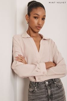 Women s Pink Long Sleeve Velvet Tops Next Luxembourg