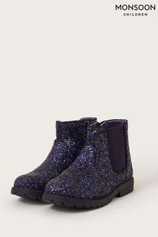 Monsoon Purple Glitter Chelsea Boots (AK9892) | HK$370 - HK$411