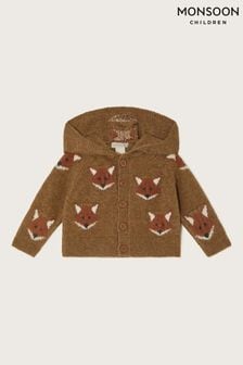 Monsoon Brown Newborn Fox Knit Cardigan (AK9916) | €42