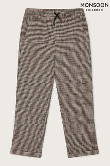 Monsoon Brown Check Pull On 100% Cotton Trousers (AK9927) | $41 - $48