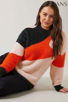 Evans Orange Cat Feather Colourblock Jumper (AL0761) | $72