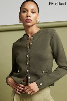 River Island Green Military Kintted Cardigan (AL3171) | €42