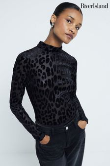 Leopard high neck top shop
