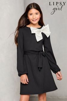 Lipsy Black Jersey Bow Detail Dress (5-16yrs) (5-16yrs) (AL4015) | $46 - $60