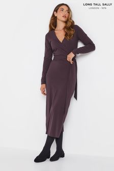 Long Tall Sally Purple Wrap Midi Dress (AL4079) | €54