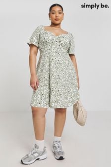 Simply Be Green Supersoft Knot Front Skater Dress (AL5025) | $50