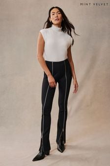 Mint Velvet Black Zip Front Trousers (AL5193) | $218