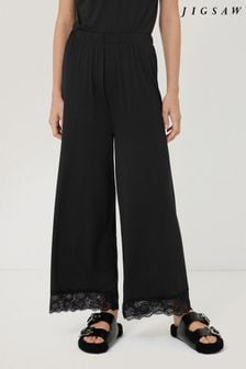 Jigsaw Black Modal Lace Trousers (AL5262) | $108