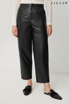 Czarny - Jigsaw Leather Barrel Leg Trousers (AL5330) | 2,210 zł