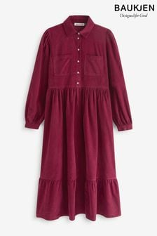 Baukjen Red Philippa Corduroy Midi 100% Cotton Dress (AL5589) | €259