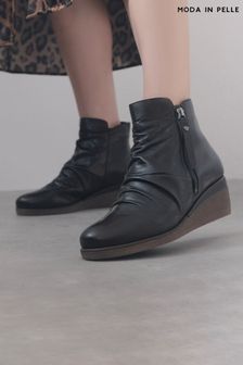 Moda in pelle wedge boots top