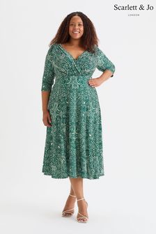 Scarlett & Jo Green Helena Wine Midi Dress (AL6443) | $163