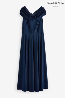 Scarlett & Jo Blue Bardot Solid Maxi Dress (AL6445) | kr2 320