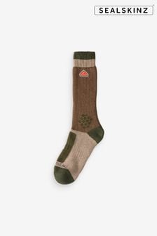 Sealskinz Brown Gresham Recycled Wool Mid Colour Block Socks (AL6568) | $34