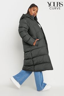 Women s Coats Grey Quilted Padded Long Sleeve Coatsandjackets Next Oman