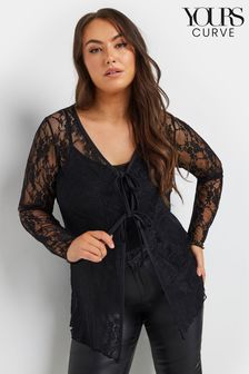 Yours Curve Limited Lace Tie Front Top (AL6957) | 15 ر.ع