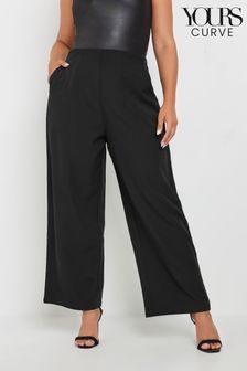 Yours Curve Black Darted Waist Wide Leg Trousers (AL6962) | $53