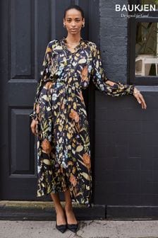 Baukjen Luna Printed Long Black Shirt Dress (AL7398) | $341