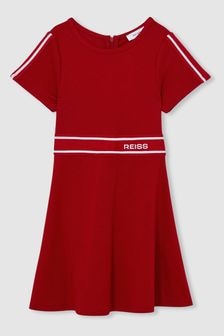 Reiss Red Lowri 13-14 yrs Interlock-Jersey Logo-Waistband Dress (AL7821) | $94