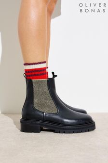 Oliver Bonas Black Chunky Sparkly Chelsea Boots (AL7923) | MYR 787