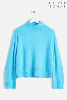 Oliver Bonas Blue Funnel Neck Knitted Jumper (AL8012) | 383 SAR