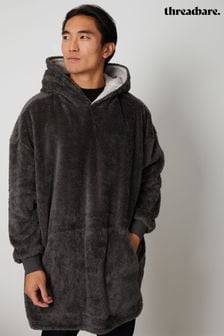 Threadbare Light Grey Borg Oversized Check Loungewear Hoodie (AL8372) | 1,831 UAH