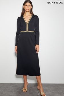 Monsoon Black Pora Ponte Jersey Midi Dress (AL8617) | ₪ 448