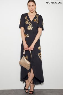 Monsoon Sarah Sequin Floral Midi Wrap Dress (AL8646) | 945 zł