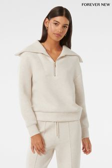 Forever New White Tiana Loungewear Zip Front Sweatshirt (AL8915) | kr1 050