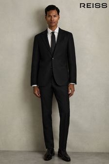 Reiss Black Aspire Single Breasted Wool Suit Slim-Fit Jacket (AL8993) | $474