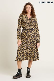 Brakeburn Gold Charlotte Midi Shirt 100% Cotton Dress (AL9904) | $111