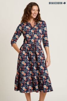 Brakeburn Blue Freya Midi 100% Cotton Dress (AL9907) | $111