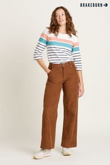 Brakeburn Brown 100% Cotton Wide Leg Cord Trousers (AL9993) | SGD 106