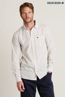 Brakeburn Cream 100% Cotton Checked Shirt (AM0058) | $94