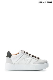 Moda in Pelle Amarante M Stitch Detail Chunky Leather White Trainers (AM0190) | 631 SAR