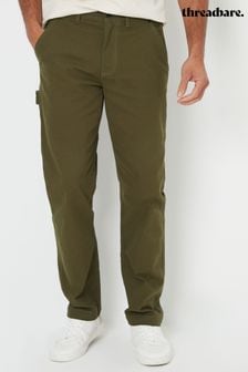 Threadbare Green Cotton Straight Leg Chino Cargo Trousers With Stretch (AM0251) | $58