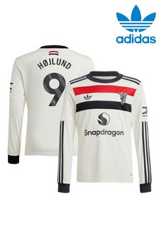 adidas White Kids Manchester United EPL Third Shirt 2024-25 Long Sleeve with Hojlund 9 Printing (AM1548) | Kč2,975