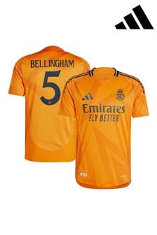 adidas Orange Real Madrid Away Authentic Shirt 2024-25 Bellingham 5 Printing (AM1623) | €207