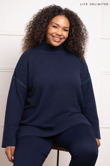 Live Unlimited Blue Tipped Mock Neck Jumper (AM1816) | $135