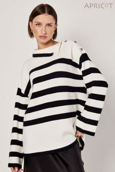 Apricot Black Strip Metal Button Shoulder Jumper (AM2446) | SGD 75