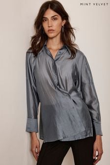 Mint Velvet Grey Sheer Long Sleeve Shirt (AM2583) | ￥17,560