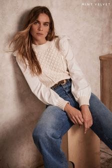 Chunky knit white jumper top