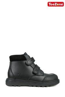 ToeZone Levi Boys Rip Tape Black Ankle Boots with Toe Bumper (AM3064) | $57 - $67