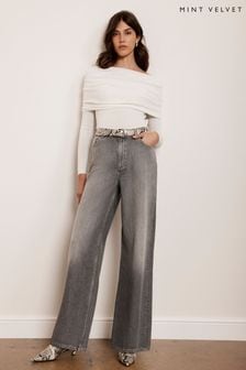 Mint Velvet Grey Washed Wide Leg Jeans (AM3812) | €140