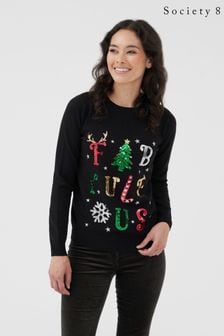 Womens Fabyuleus Christmas Black Jumper (AM4211) | $48