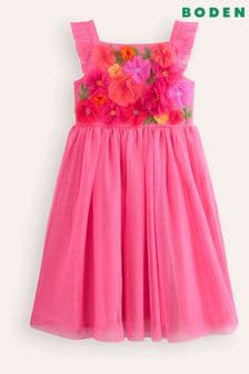 Boden Pink Flower Appliqué Tulle Dress (AM4660) | $100 - $107