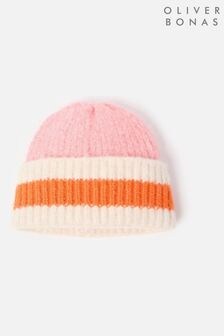 Oliver Bonas Pink Stripe Knitted Beanie Hat (AM4734) | $41