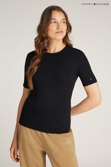 Tommy Hilfiger Black Ribbed Crew Neck T-Shirt (AM4962) | $94